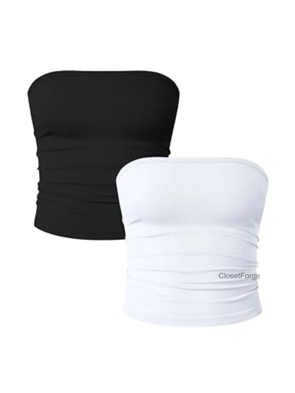 OQQ 2 Piece Tube Tops Strapless Sleeveless Crop Tops Nylon Spandex